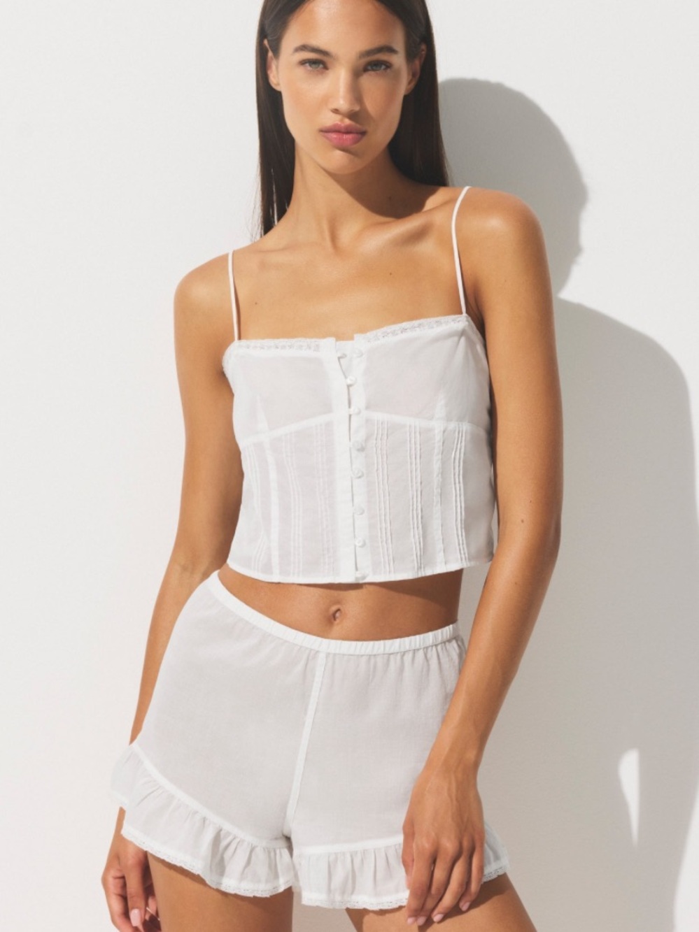 NWT Skims Voile Cropped Cami top pajama new white marble